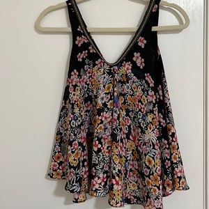 Beaded, floral flowy tank